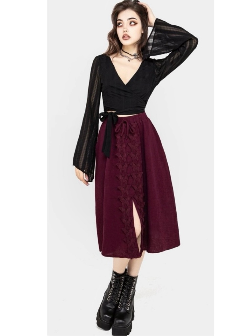 Disturbia Psyche Textured Midi Skirt 12